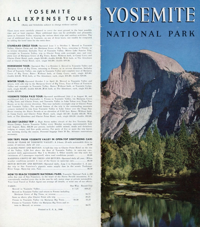 (#170461) Yosemite National Park [cover title]. YOSEMITE PARK AND CURRY COMPANY.