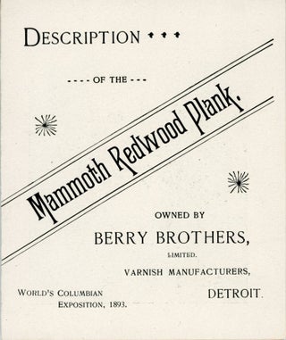 #171780) DESCRIPTION OF THE MAMMOTH REDWOOD PLANK. OWNED BY BERRY BROTHERS, LIMITED. VARNISH...