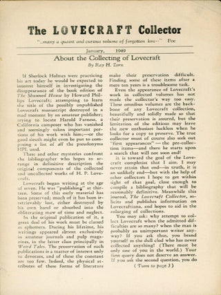 #172097) THE. January - October 1949 . LOVECRAFT COLLECTOR, Ray H. Zorn, numbers