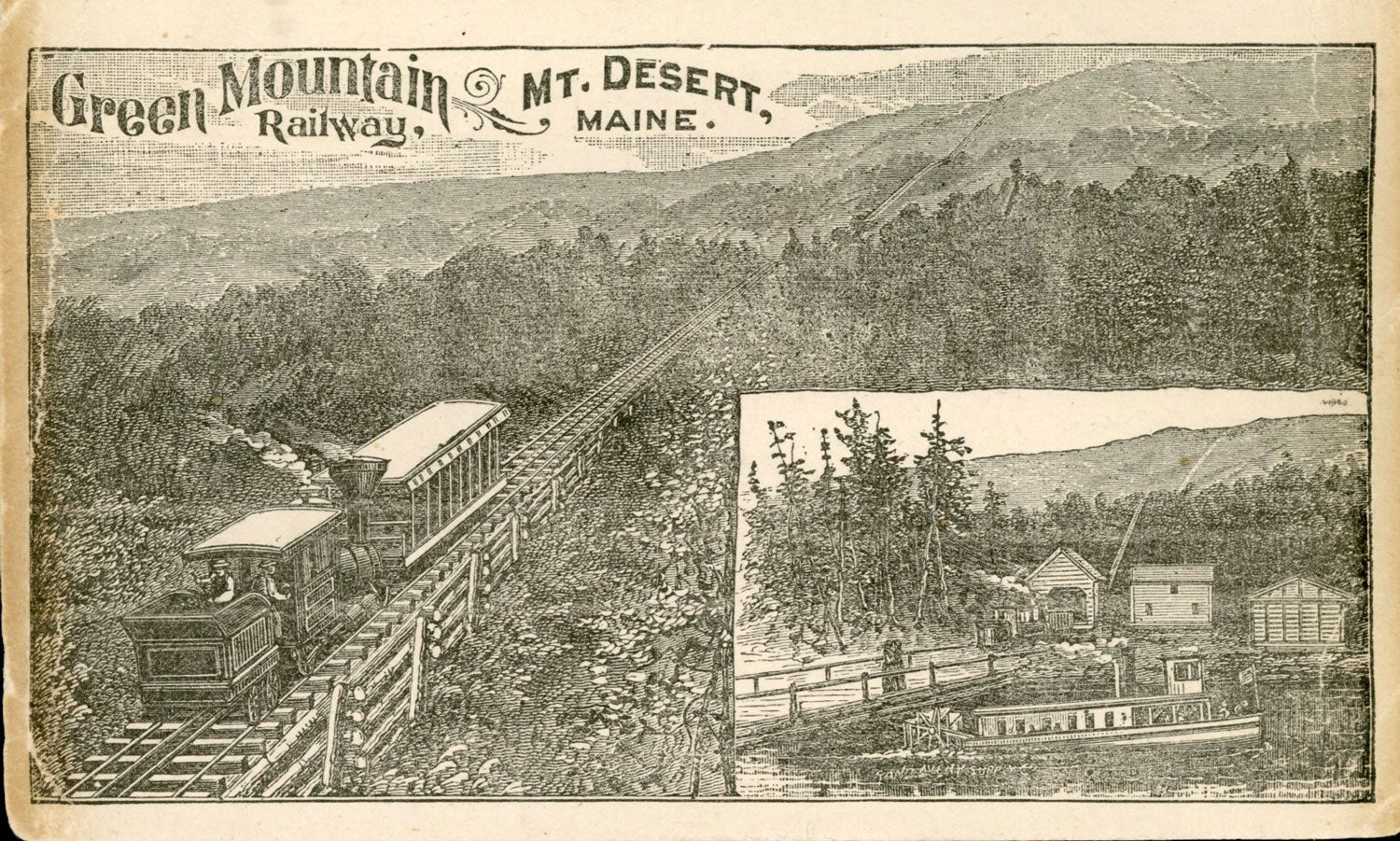 Green Mountain Railway, Mt. Desert, Maine caption title | Arcadia ...