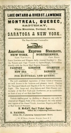 #172692) LAKE ONTARIO & RIVER ST. LAWRENCE. MONTREAL, QUEBEC, SAGUENAY, WHITE MOUNTAINS,...