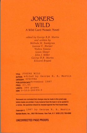 #173437) JOKERS WILD: A WILD CARD MOSAIC NOVEL. George R. R. Martin