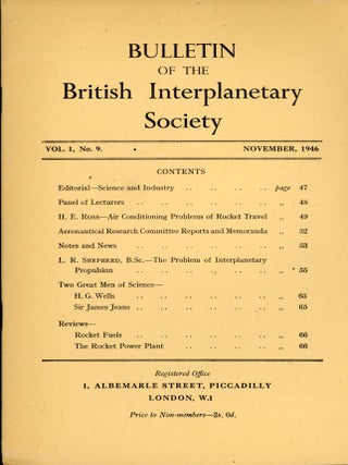 #173483) JOURNAL OF THE BRITISH INTERPLANETARY SOCIETY. November 1946, volume 1 new series,...