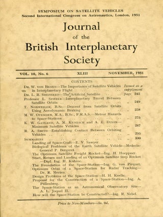 #173484) JOURNAL OF THE BRITISH INTERPLANETARY SOCIETY. November 1951, volume 10 new series,...