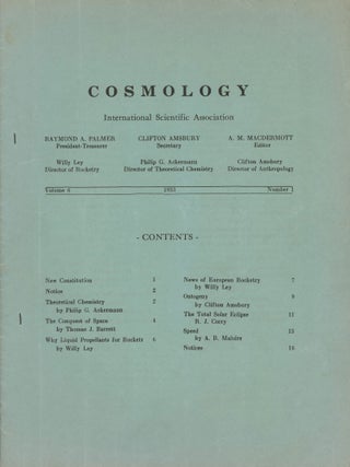 #176611) COSMOLOGY . 1933 ., A. M. MacDermott, Clifton Amsbury, number 1 volume 6, whole number...