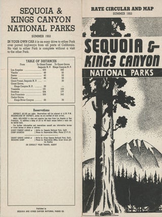 #177187) Rate circular and map summer 1953 Sequoia & Kings Canyon National Parks [cover...