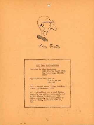 1977 CARL BARKS CALENDAR [cover title].