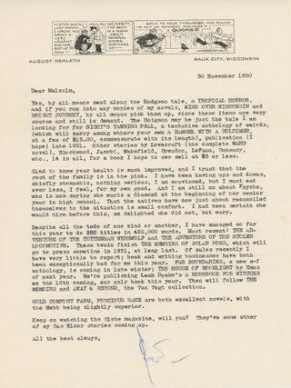 ARCHIVE OF 313 TYPED LETTERS SIGNED (TLsS) and 38 TYPED NOTES SIGNED (TNsS) TO MALCOLM FERGUSON, WRITTEN BETWEEN 1941-1970, ALL UNPUBLISHED.