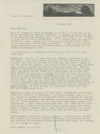 ARCHIVE OF 313 TYPED LETTERS SIGNED (TLsS) and 38 TYPED NOTES SIGNED (TNsS) TO MALCOLM FERGUSON, WRITTEN BETWEEN 1941-1970, ALL UNPUBLISHED.