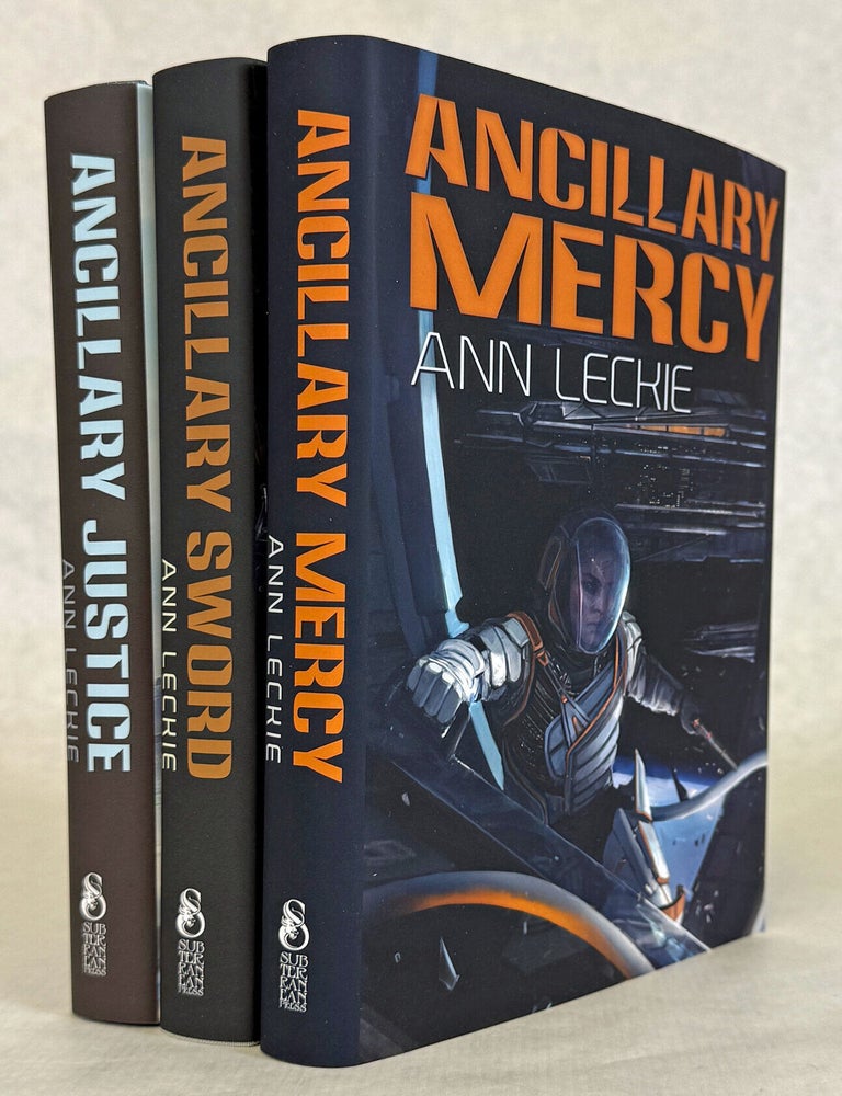 (#178602) ANCILLARY JUSTICE [with] ANCILLARY SWORD [with] ANCILLARY MERCY. Ann Leckie.