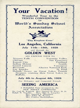 #179112) Your vacation! Wonderful tour to the Tenth Convention of World's Sunday School...