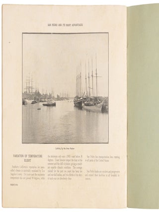 MERCANTILE AND INDUSTRIAL REVIEW OF SAN PEDRO, CALIFORNIA[.] THE HARBOR PORT OF LOS ANGELES HAS TERMINAL RATES. IT INVITES YOUR ATTENTION TO, AND CONSIDERATION OF, ITS SPLENDID ADVANTAGES AS A LOCATION FOR MANUFACTURING INDUSTRIES. AN IDEAL JOBBING SITUATION. Issued by the Passenger Department Pacific Electric Railway D. A. Munger, Gen. Pass. Agt. Los Angeles, California.