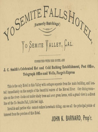 #179141) Yo Semite Falls Hotel (formerly Hutchings'), Yo Semite Valley, Cal. Connected with...