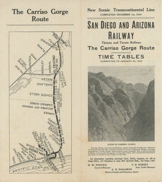 #179159) NEW SCENIC TRANSCONTINENTAL LINE COMPLETED DECEMBER 1ST, 1919. SAN DIEGO AND ARIZONA...
