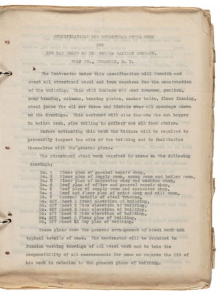SMALL ARCHIVE REGARDING THE CONSTRUCTION OF THE ONEIDA RAILWAY CAR SHOP BUILT IN 1907-1909 IN SYRACUSE, NEW YORK.