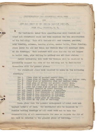 SMALL ARCHIVE REGARDING THE CONSTRUCTION OF THE ONEIDA RAILWAY CAR SHOP BUILT IN 1907-1909 IN SYRACUSE, NEW YORK.