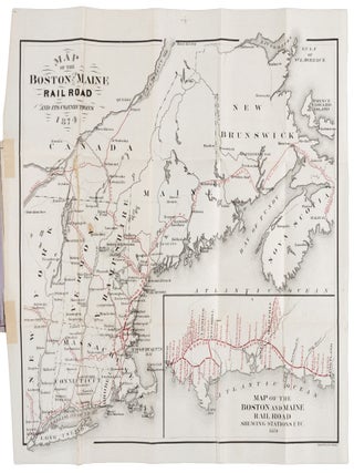 HAND-BOOK OF THE BOSTON AND MAINE RAILROAD, TO SUBURBAN HOMES, SEA-SHORE, LAKE, AND THE WHITE MOUNTAINS. TOGETHER WITH FULL DESCRIPTIONS OF THE CITIES, TOWNS, AND VILLAGES ALONG ITS LINE, WITH A SCHEDULE OF FARES, EITHER BY SINGLE, PACKAGE, EXCURSION, OR SEASON TICKET, AND LIST OF TROUT STREAMS ON THIS RAILROAD. Compiled by Edward O. Skelton.