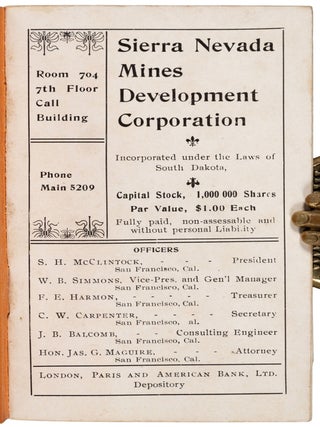 PROSPECTUS OF THE SIERRA NEVADA MINES DEVELOPMENT CORPORATION [cover title].