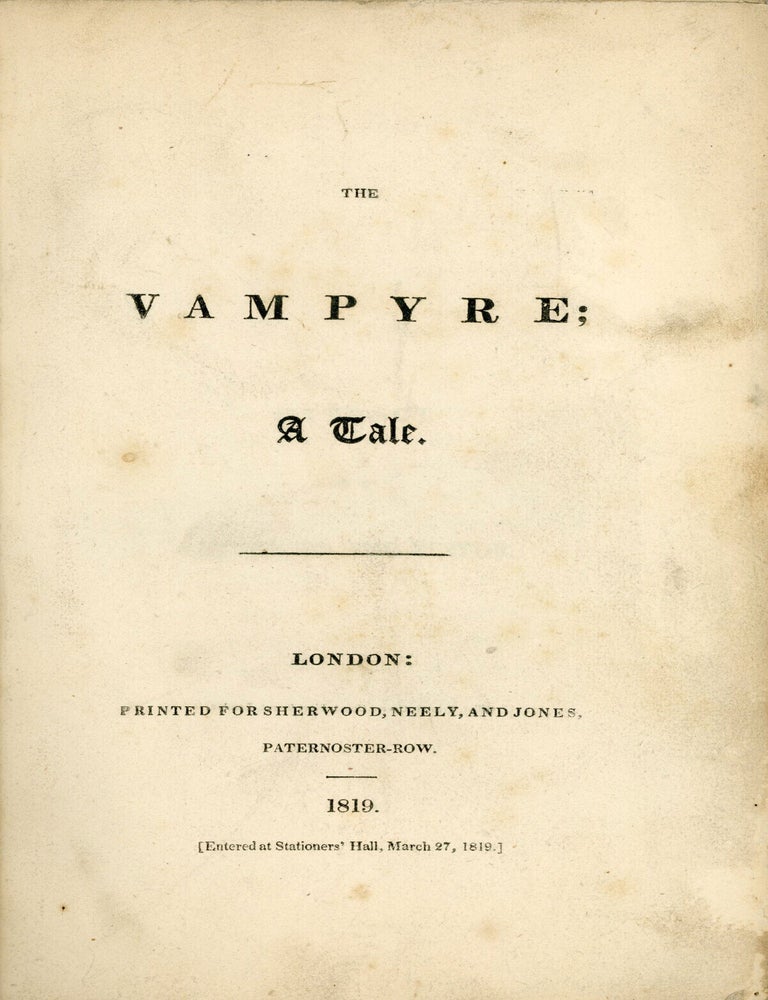 (#179171) THE VAMPYRE; A TALE. John William Polidori.
