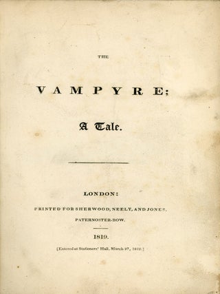 #179171) THE VAMPYRE; A TALE. John William Polidori