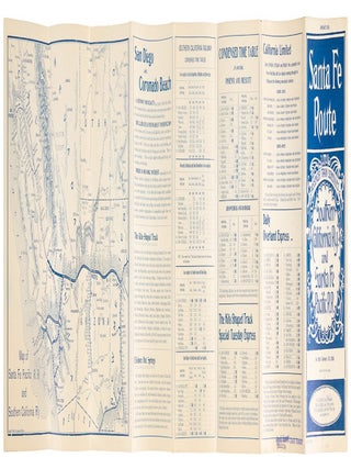 JANUARY, 1898. SANTA FE ROUTE PASSENGER TRAIN SCHEDULES SOUTHERN CALIFORNIA RY. AND SANTA FE PACIFIC R. R. IN EFFECT JANUARY 20, 1898 ... [panel title].