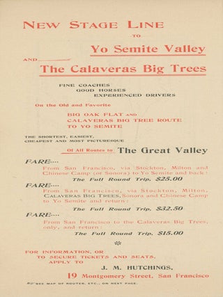 #179226) New stage line to Yo Semite Valley and the Calaveras big trees. Fine coaches, good...
