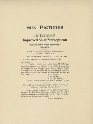 #179227) Sun pictures Hutchings' Improved Solar Stereopticon endorsements from prominent...