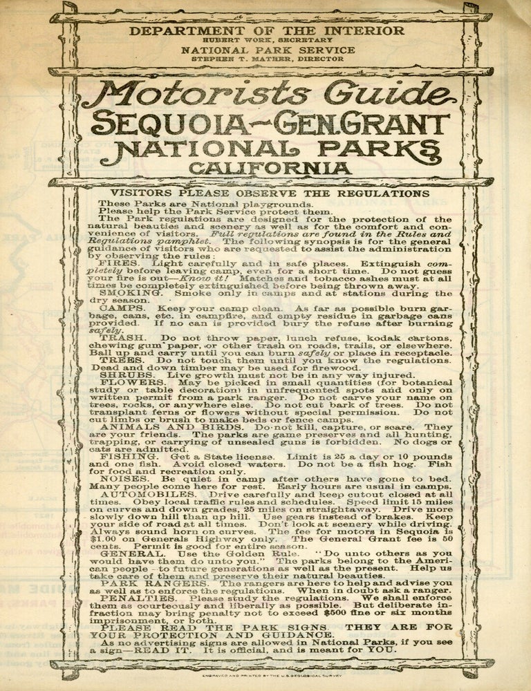 (#179298) Motorists guide Sequoia - Gen. Grant National Parks California ... [caption title]. UNITED STATES. DEPARTMENT OF THE INTERIOR. NATIONAL PARK SERVICE.