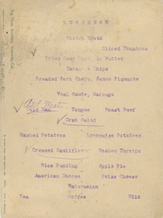 #179422) Luncheon menu. SENTINEL HOTEL