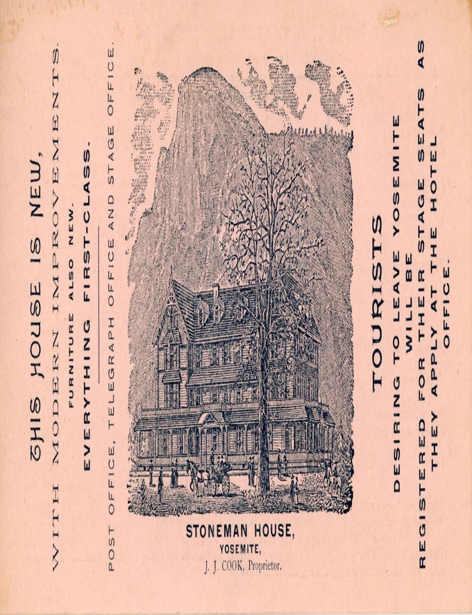 (#179466) Stoneman House, Yosemite, J. J. Cook, Proprietor. STONEMAN HOUSE.