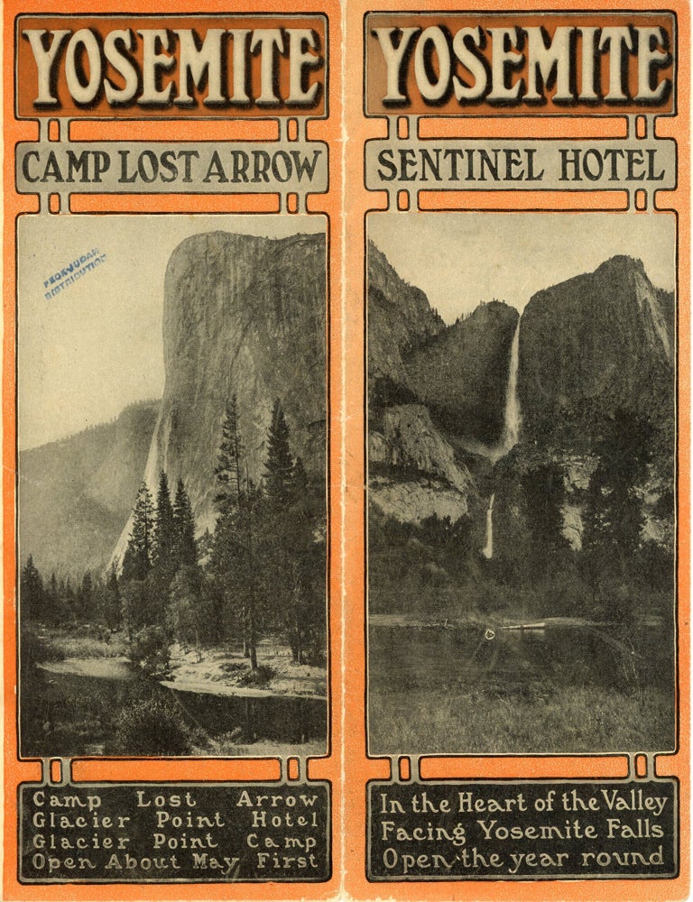 (#179470) Yosemite. Sentinel Hotel. In the heart of the Valley facing Yosemite Falls. Open the year round [cover title]. SENTINEL HOTEL.