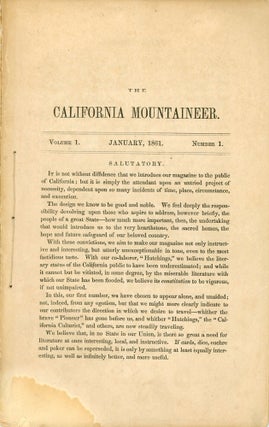 #179488) THE. January 1861 . CALIFORNIA MOUNTAINEER, Henry S. Brooks, number 1 volume 1