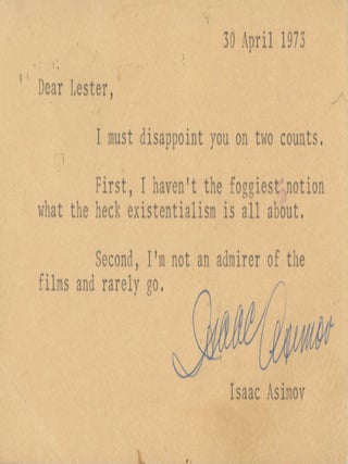 #179846) Typed postcard to "Dear Lester" [Lester A. Anderson], dated 30 April 1973,...