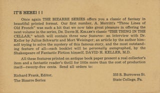 #179863) ADVERTISING POSTCARD FOR THE THING IN THE CELLAR BY DAVID H. KELLER, M.D., 1940. Fan...