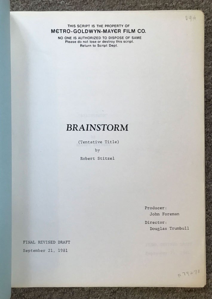 (#74273) BRAINSTORM ... Final Revised Draft September 21, 1981. Robert Stitzel.